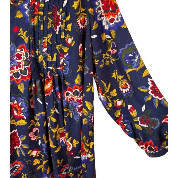 Old Navy Dress Women's Size XL Floral Print Pintuck Long Sleeve Sheath Tassels - Picture 4 of 12